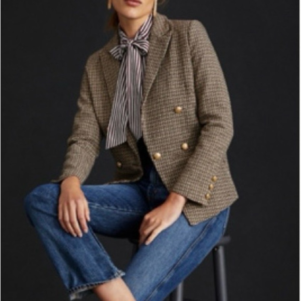 Anthropologie Women's Brown Tweed Blazer